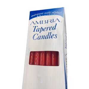 vintage Lot of 12 Ambria Tapered red candles made in Hong Kong NEW In packaging